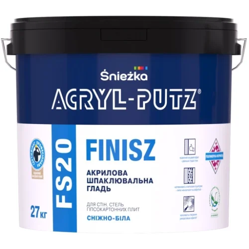 Шпаклівка акрилова біла готова Акріл-путс СНЄЖКА Фініш 27кг FS20