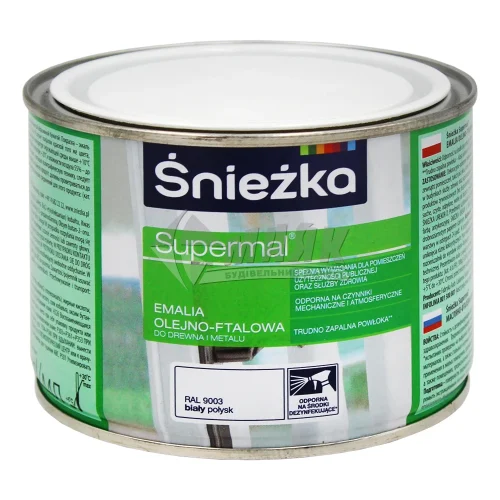 Емаль Supermal Ol-Ftal RAL9003 біла глянц. СНЄЖКА 0,4л
