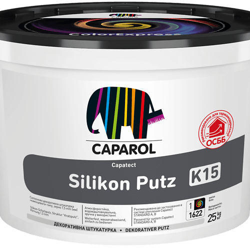 Штукатурка фасадна силіконова Caparol "Capatect Silikon Putz K15", База біла, 25 кг.